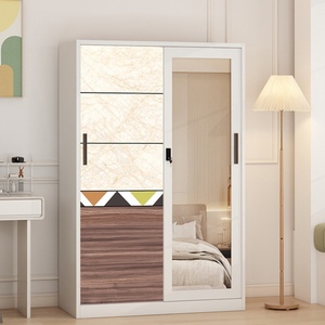 Armoire moderne à deux portes en métal avec tringle de suspension, personnalisation disponible - Product Image 1