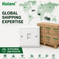 Stopkontak Telepon Dinding Standar Eropa Kolani EU Gloss White, Panel PC Tahan Api, Port RJ Standar