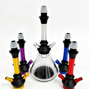 Cachimbas Portátiles de Aluminio de Colores Mixtos al por Mayor de China con 2 Mangueras, Estilo Árabe con Acabado Esmerilado - Product Image 2
