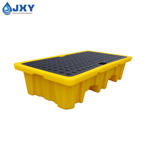 Pallet di Contenimento a 2 Tamburi (HDPE) per Acidi, Oli e Prodotti Chimici Pericolosi, Accessibile con Carrello Elevatore per Ambienti Industriali - Product Image 3