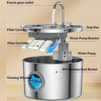 Distributeur d'eau automatique pour animaux de compagnie en acier inoxydable moderne portable 12L 2026, écologique, distributeur d'eau électrique pour chat et chien, recharge