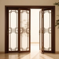 Paravent décoratif en bambou, style chinois moderne, peinture à l'encre, design en treillis, esthétique de la dynastie Song, porte coulissante pliante, sur mesure