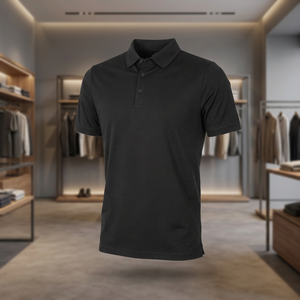 Camisa Negra de Manga Corta para Hombre, 3 Botones, Tejido de Poliéster, Frente Liso, Logotipo Personalizado, Secado Rápido, Informal, para Golf o Trabajo - Product Image 4