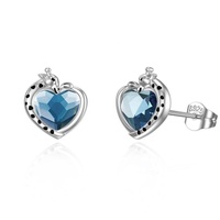 Bijoux hypoallergéniques S925 Sterling Silver Heart Crystal Girafe Stud Boucles d'oreilles