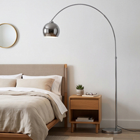 Lampe sur pied moderne Arc Fishing, hauteur télescopique réglable, base chromée électrolytique, en fer, pour la décoration du salon