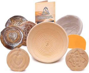 Panier de Fermentation <span class=keywords><strong>en</strong></span> Rotin d'Indonésie pour Pain Artisanal, Panier Rond pour Levée de Pâte à Pain - Product Image 1