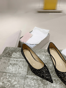 <b>Pointed</b> <b>Toe</b> Glitter <b>Flat</b> Shoes With Sleek Low Cut Design And Soft Padded Insole Elegant Slip On Ballet <b>Flats</b> For Evening Parties - Product Image 5