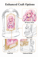 Support en acrylique personnalisé avec cadre en forme d'arche, fille anime, base ronde, figurine en acrylique, cadeau d'anniversaire, impression UV