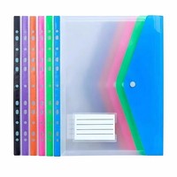 Pochette en plastique PP transparent JSF SM3015 avec fermeture à bouton-pression, dossier étanche pour documents format Lettre, fournitures scolaires et de bureau