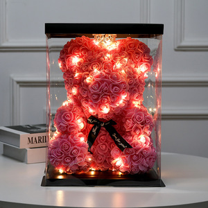 Regalos de San Valentín decoración oso Rosa flor Artificial con caja luces oso de peluche para mujer <span class=keywords><strong>novia</strong></span> regalo de cumpleaños Flor de amor - Product Image 6