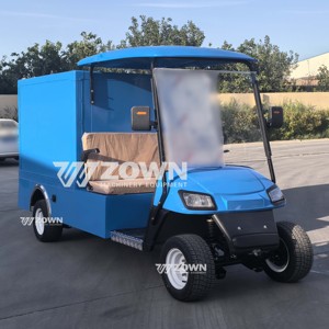 Carrito de golf eléctrico cerrado azul para entrega en almacén - Product Image 4