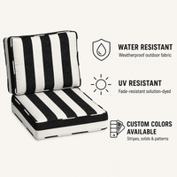 Coussins de chaise en mousse pleine noire et blanche pour l'extérieur, patio, salon, imperméables, amovibles, lavables, durables, toutes saisons