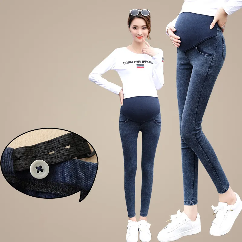 Plus Size Moederschap Broek Vlakte Brede Tailleband Ripped Detail Skinny Zwangere Vrouw Jeans