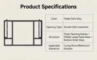 Ventana Abatible de Aluminio con Doble Acristalamiento, Impermeable y de Alta Hermeticidad, en Color Negro, para Proyectos de Viviendas con Ahorro Energético en Nigeria