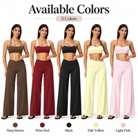 Nouvel ensemble de sport GM avec soutien-gorge intégré, haut à bretelles croisées, pantalon large taille haute, vêtements de fitness pour la gym, fourniture OEM, ensembles de yoga et d'entraînement pour femmes
