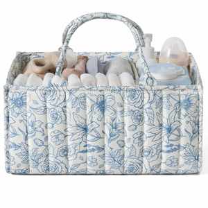 Organizador de Pañales con Asa, Cesta de Regalo para Bebé, Organizador de Pañales Floral, Bolsa de Almacenamiento para Guardería - Product Image 1