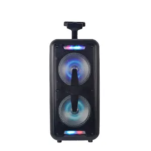 gz manufacturer 8'' boombox 2 multimedia woofers flash light outdoor party karaoke trolley speakers with wheels