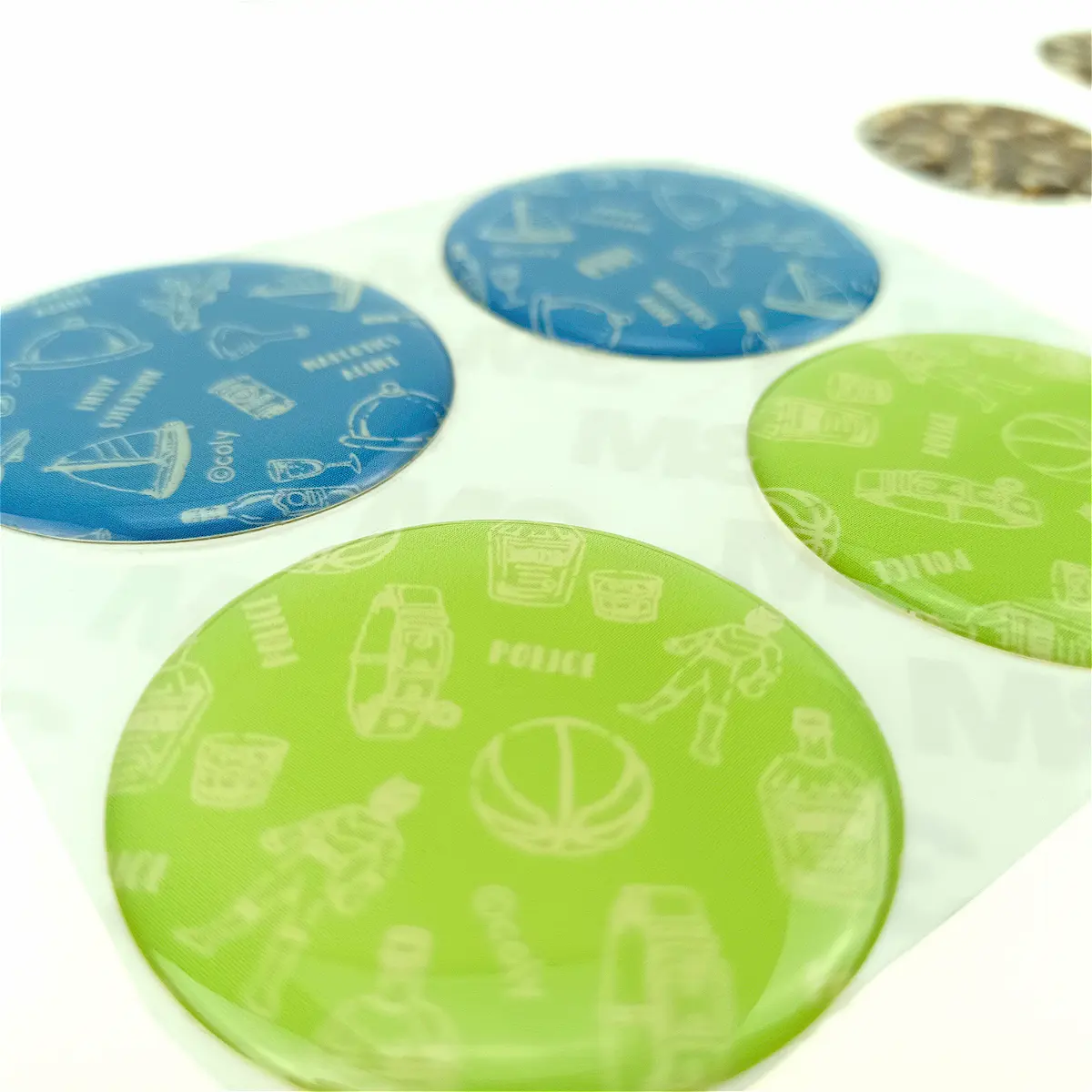 Etiqueta de cúpula de resina personalizada OEM/ODM, etiquetas de embalaje privado coloridas de PVC transparente, logotipo de Gel de marca registrada epoxi, pegatina de resina epoxi