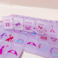 Ensemble de Mahjong de Luxe en Cristal Violet avec un Aspect Translucide, Tuiles de Jeu de Mahjong Gravées avec des Motifs Artistiques et Tendance