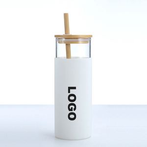 Gobelets en verre de haute qualité avec logo personnalisé imprimé, bouteilles d'eau en verre, bouteilles d'eau de sport avec paille - Product Image 1