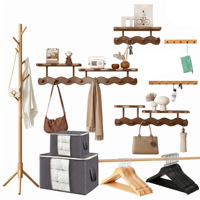 Organisateur mural modulaire en bois - Ensemble de rangement écologique pour placard, porte-manteau en bois