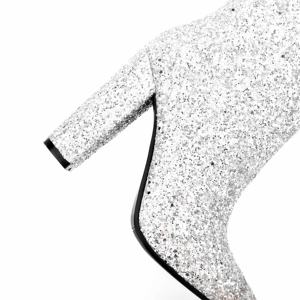 Chengdu fait à la main femmes Sexy talons épais <span class=keywords><strong>bottes</strong></span> d'hiver argent <span class=keywords><strong>paillettes</strong></span> large arbre pull-on dames genou <span class=keywords><strong>bottes</strong></span> hautes - Product Image 6