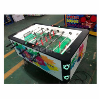 Machine de jeu de football de table en verre avec éclairage LED coloré et commande manuelle