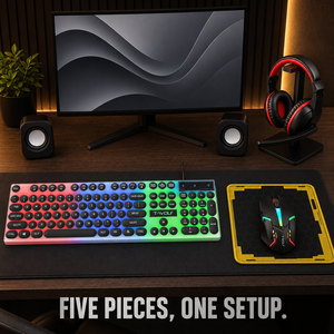 Oyun Seti 5'i 1 Arada Kablolu Klavye Mouse Kulaklık Mouse Pad Hoparlörler 104 Tuş 1000 DPI RGB PC Laptop Toptan TF250 - Product Image 2