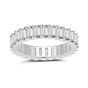 Perhiasan Gaya Mewah Perak Sterling S925 Cincin Eternity Moissanite Potongan Emerald Penuh 2*4&3*5mm untuk Pesta & Pertunangan - Product Image 2