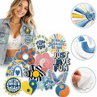Prêts à expédier : Patchs brodés thermocollants ou à coudre, style bohème, motifs Yin Yang, Cœur, Fleur, Arc-en-ciel, Papillon, Hippie
