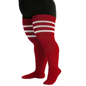 Calzini personalizzati caldi di nuovo design a righe spesse extra size ragazze sexy sopra le calze al ginocchio plus size calze alte alla coscia