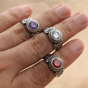 Men's Titanium Steel <b>Ring</b> Geometric Design Bezel Setting Multi Color <b>Crystal</b> Punk Style Fashion Jewelry Gift - Product Image 3