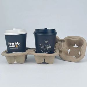 Wholesale Custom <b>Paper</b> Pulp 2/4 Tray Carrier Pulp Cup Holder Coffee Cup Hot Drink Cup Holder - Product Image 3