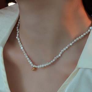 Collar de Perlas de Agua Dulce Naturales de Estilo Coreano para Mujer, Cadena para Clavícula con Patrón Irregular, Collar Irregular - Product Image 5