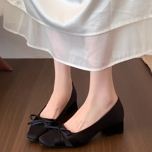 Zapatos de Tacón Grueso con Lazo de Satén y Chifón Estilo Francés para Mujer, Novedad 2026, Estilo Coreano, Perfectos para Vestidos - Product Image 6