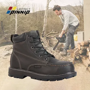 PINNIP Lumber Protective Boots Impact and Electroshock Resistance Men's Fashion Safety Boots
