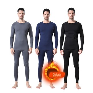 Ropa interior térmica <span class=keywords><strong>para</strong></span> hombre con forro polar Long Johns Base Layer Shirts Pant <span class=keywords><strong>para</strong></span> clima frío de invierno - Product Image 4