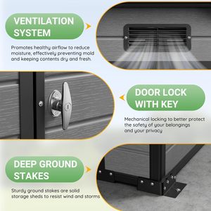 Double Door Waterproof Weather Resistant Garden HDPE Kit-Perfect to Store Shed Plastic Storage House Cabinet Box WIth Shelf - Product Image 4