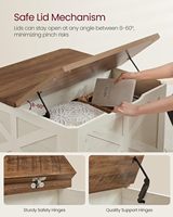Table basse rectangulaire de rangement pour la collection LIRY, avec compartiment caché et couvercles rabattables, en bois style ferme, pour salon