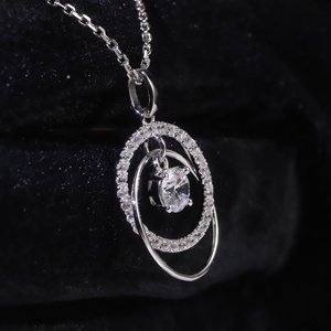 SU200 respectueux de la mode haute qualité véritable diamant naturel 5MM AU <span class=keywords><strong>750</strong></span> 585 <span class=keywords><strong>or</strong></span> blanc pendentif collier femmes bijoux - Product Image 3