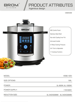 Cuisinière à pression électrique compacte 5L/6.0L avec contrôle numérique programmable, cuve intérieure en acier et aluminium, pour riz brun, usage domestique et hôtelier