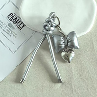 Gantungan Kunci Tali Kulit Kepang Korea Fashion Bow for Love, Ornamen Gantung Lucu, Liontin Tas, Gantungan Kunci