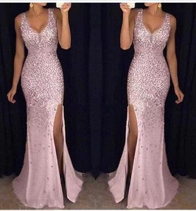 Robe <span class=keywords><strong>de</strong></span> soirée longue fendue sans manches pour femmes, grande taille, <span class=keywords><strong>robes</strong></span> <span class=keywords><strong>de</strong></span> bal, robe <span class=keywords><strong>de</strong></span> soirée Maxi à paillettes - Product Image 3