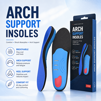 Semelles orthopédiques confortables avec soutien de la voûte plantaire pour fasciite plantaire, surpronation, pieds plats, métatarsalgie, douleurs au talon, anti-odeur, pour hommes/femmes, bleues