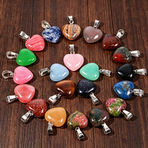 Collier pendentif cœur pêche 16 * 6 mm, pendentif cœur en agate rose, cadeau pour couples, Saint-Valentin, vente en gros - Product Image 1