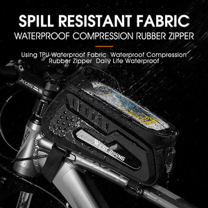 Sac de cadre de vélo WEST BIKING grande capacité, stable, étanche, pour tube supérieur avant, avec support de téléphone tactile pour vélo et moto - Product Image 5