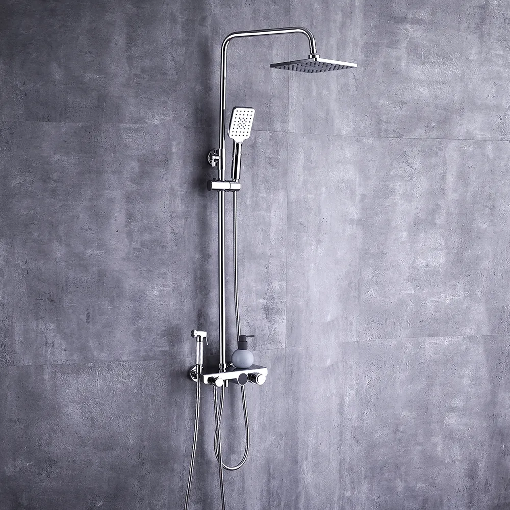 Modern Shower Set Wall Mounted Tap Bathroom Taps Brass Kits Rain Rainfall Showerset Mixer Faucet Set