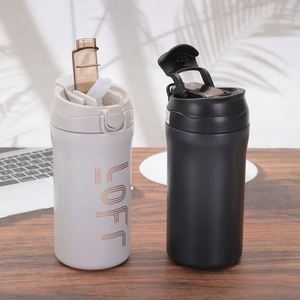 Stainless Steel Vacuum Tumbler Double Wall Insulated Travel Mug With Lid Minimalist Design Office Use Black And White - Product Image 1