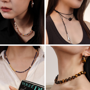 Fabricante personalizado collar Acero inoxidable latón 925 Plata chapado en oro madera perla Piedra Natural collar con cuentas - Product Image 5