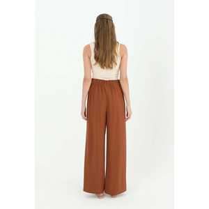 Pantalones Anchos de Cintura Alta para Mujer, Crepé Transpirable, Verde 18103PNT - Product Image 6